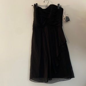 David’s Bridal little black strapless bridesmaid’s dress